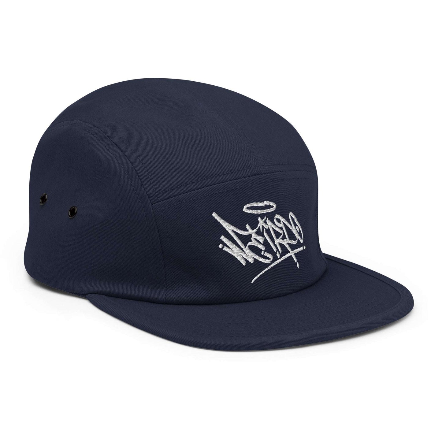 navy-weirdo-graffiti-tag-5-panel-snapback-hat-front-by-b.different-clothing-graffiti-inspired-independent-streetwear-brand