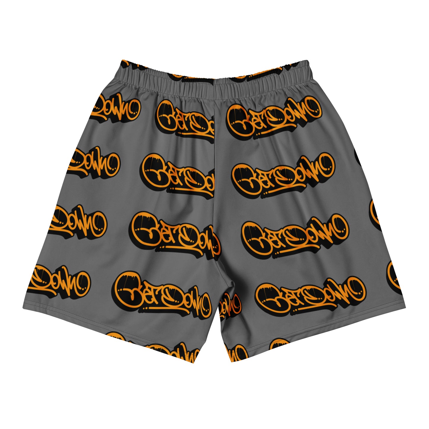 Gray-Get Down Graffiti Tag Shorts from B.Different Clothing, back view, graffiti-inspired streetwear