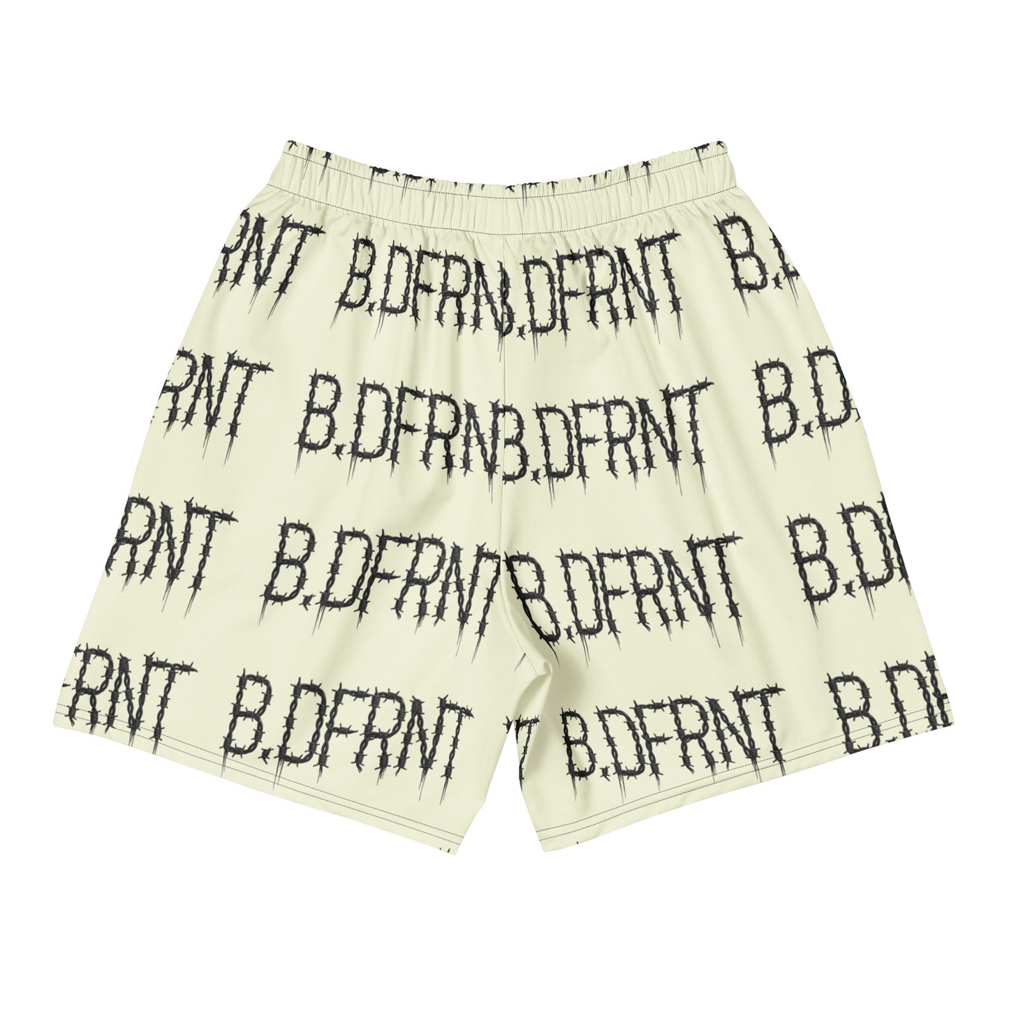 Beige-B.DFRNT Barbed Wire Shorts from B.Different Clothing, back view, graffiti-inspired streetwear