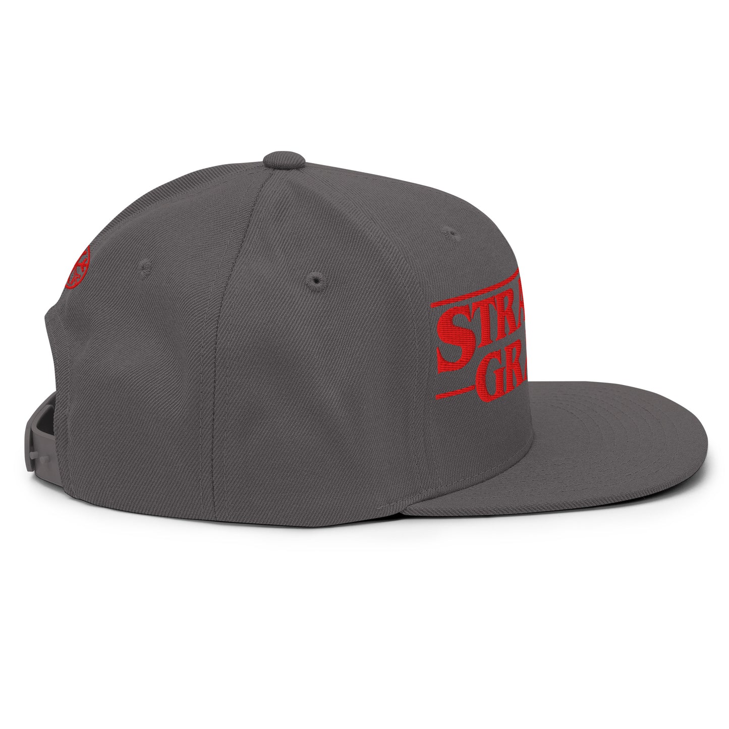 Gray-Stranger Graffs Snapback Hat from B.Different Clothing, right view, graffiti-inspired streetwear