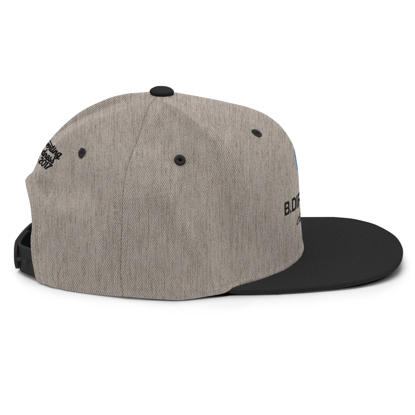 Gray-Logo Snapback Hat from B.Different Clothing, right view, graffiti-inspired streetwear