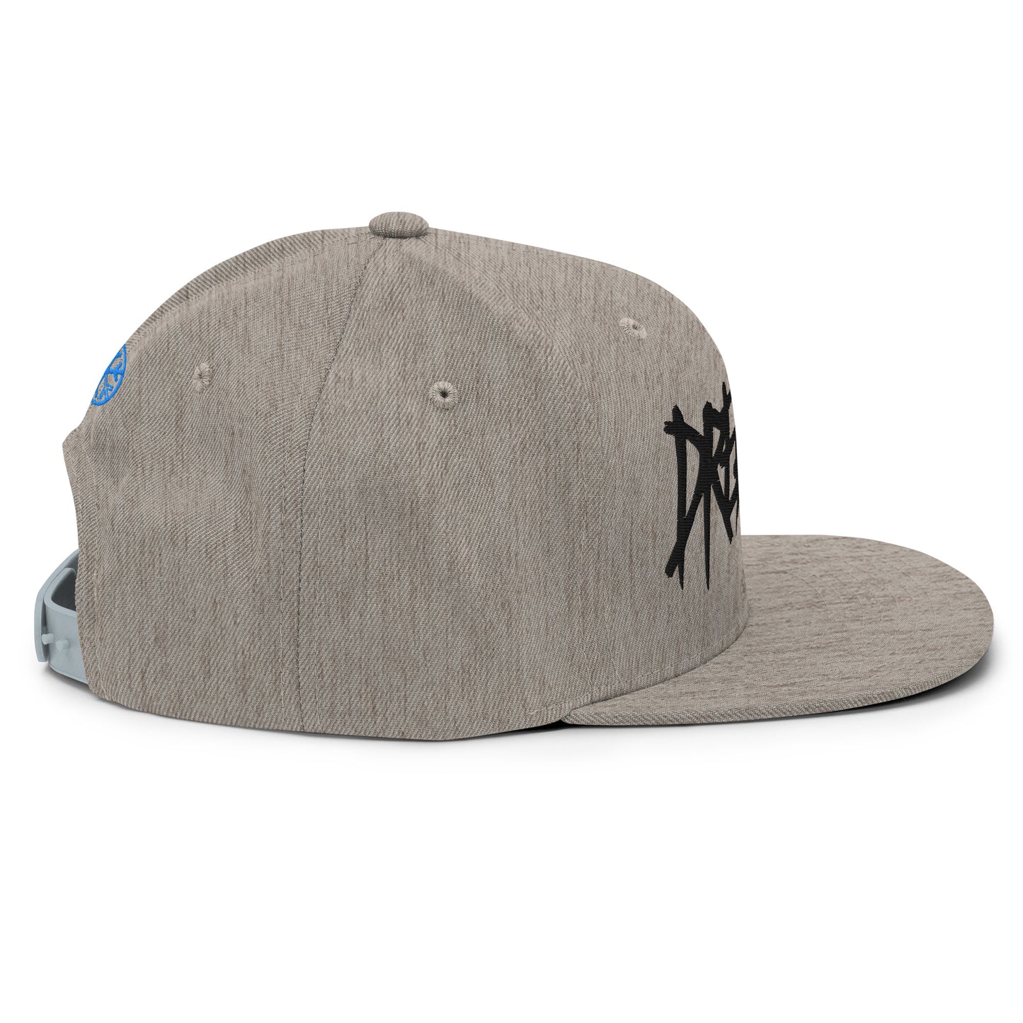 Gray-Dreamer Graffiti Tag Snapback Hat from B.Different Clothing, right view, graffiti-inspired streetwear