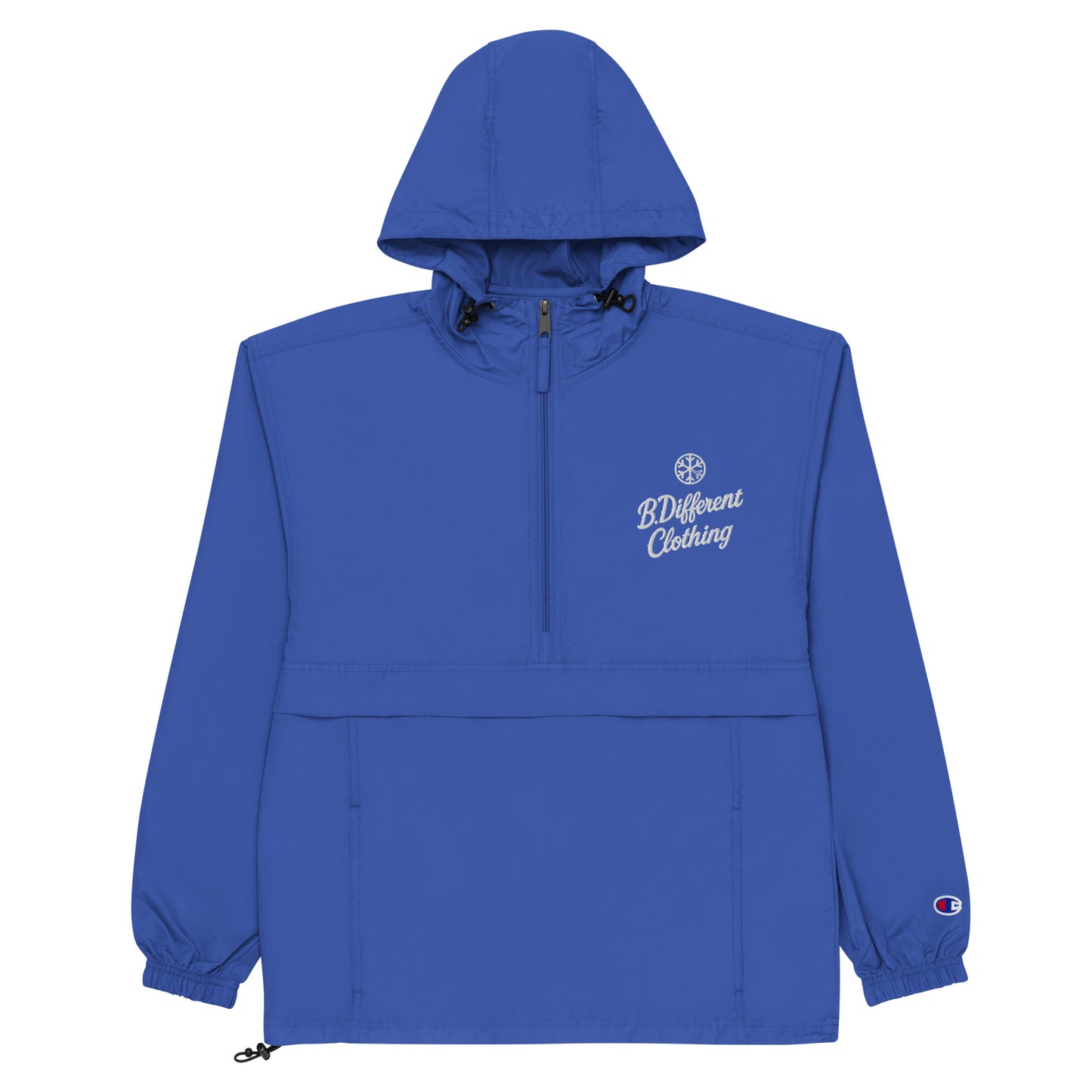 Blue-The League Windbreaker Jacket from B.Different Clothing, flat view, graffiti-inspired streetwear