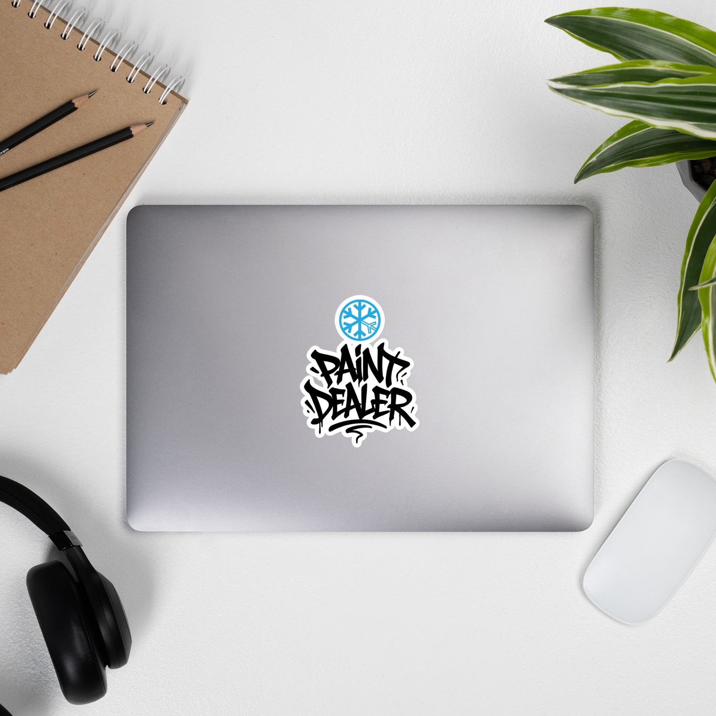 Laptop with Paint Dealer Graffiti Tag Sticker from B.Different Clothing, graffiti-inspired streetwear