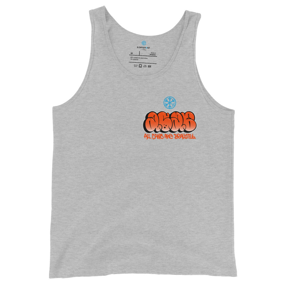 Gray-ACAB Girl Graffiti Tank Top from B.Different Clothing, front view, graffiti-inspired streetwear