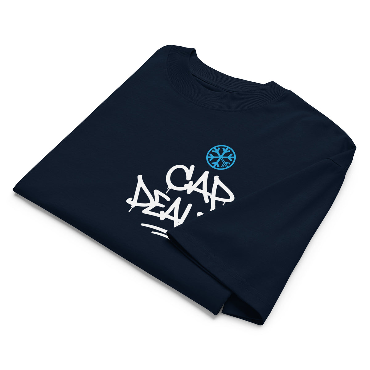 Navy-Cap Dealer Graffiti Tee from B.Different Clothing, folded, graffiti-inspired streetwear