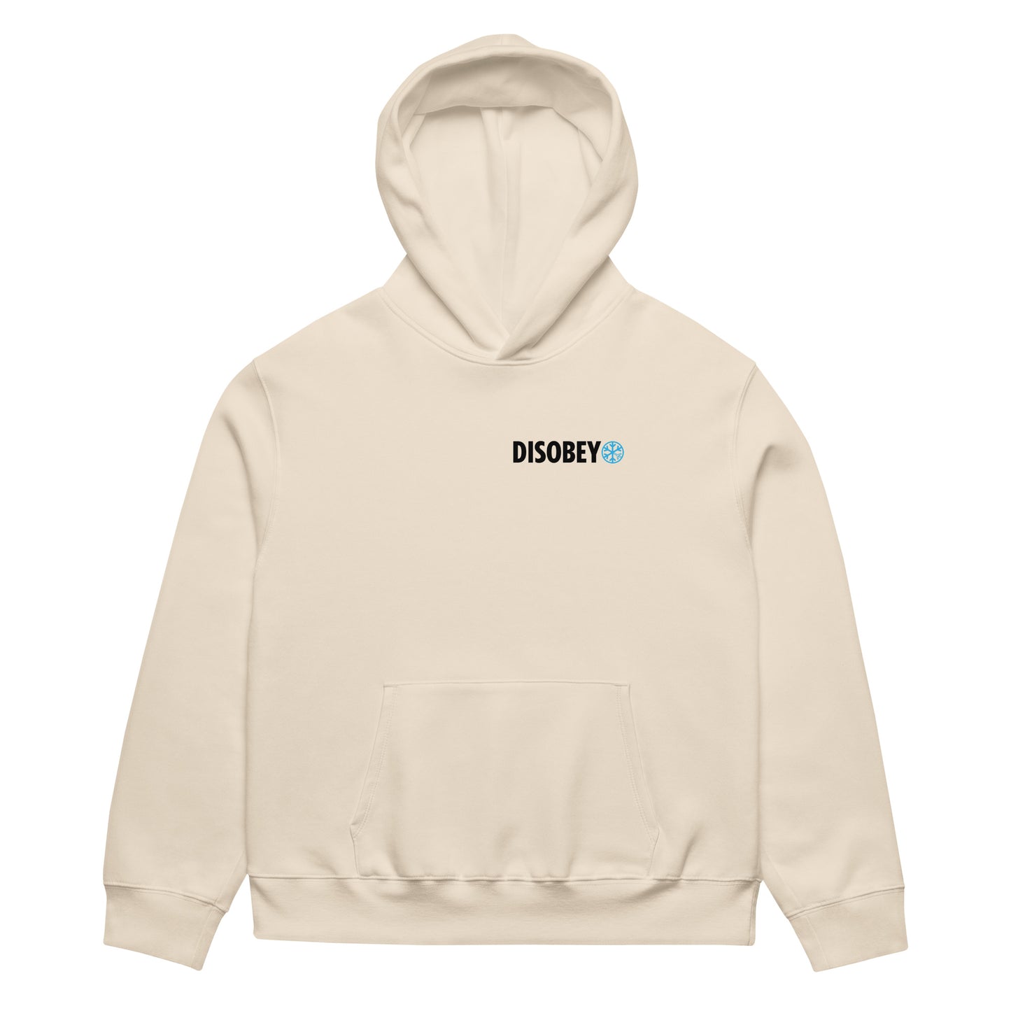 Biege-Pixel Disobey Hoodie from B.Different Clothing, front view, graffiti-inspired streetwear, oversized heavyweight