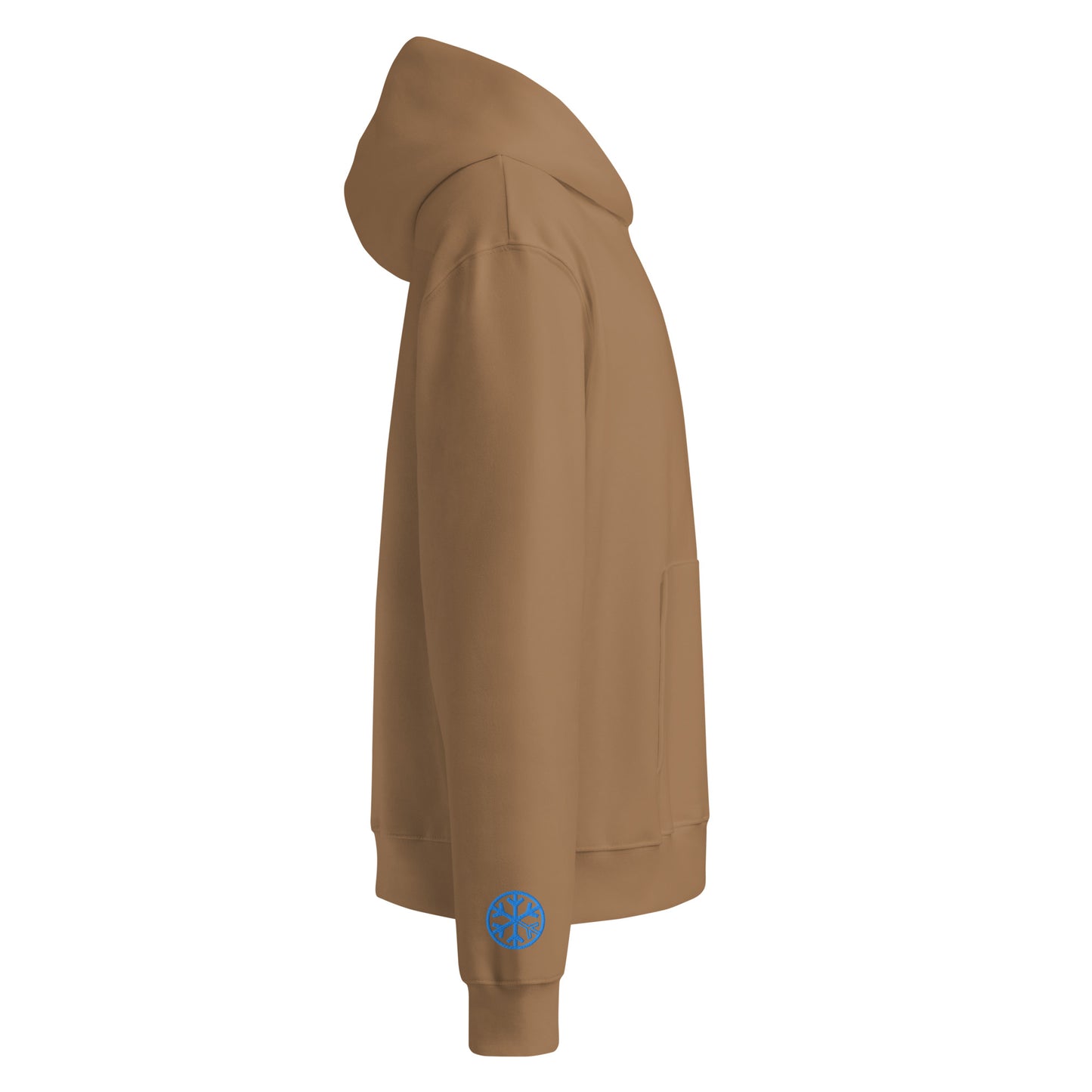 Brown-Pixel Spray Can Graffiti Hoodie from B.Different Clothing, side view, graffiti-inspired streetwear, oversized heavyweight