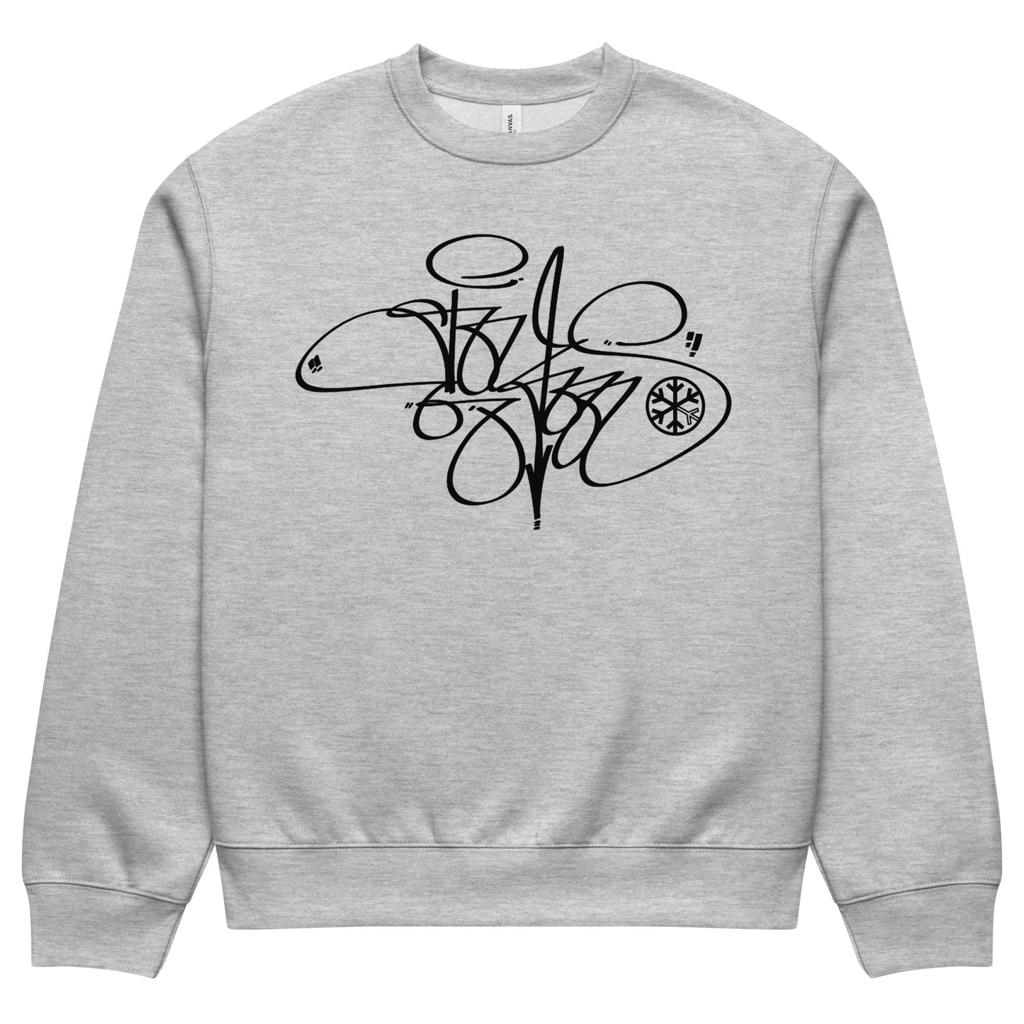 Gray-Toys Tag Sweatshirt by Graffiti Dad from B.Different Clothing, folded, graffiti-inspired streetwear, oversized heavyweight