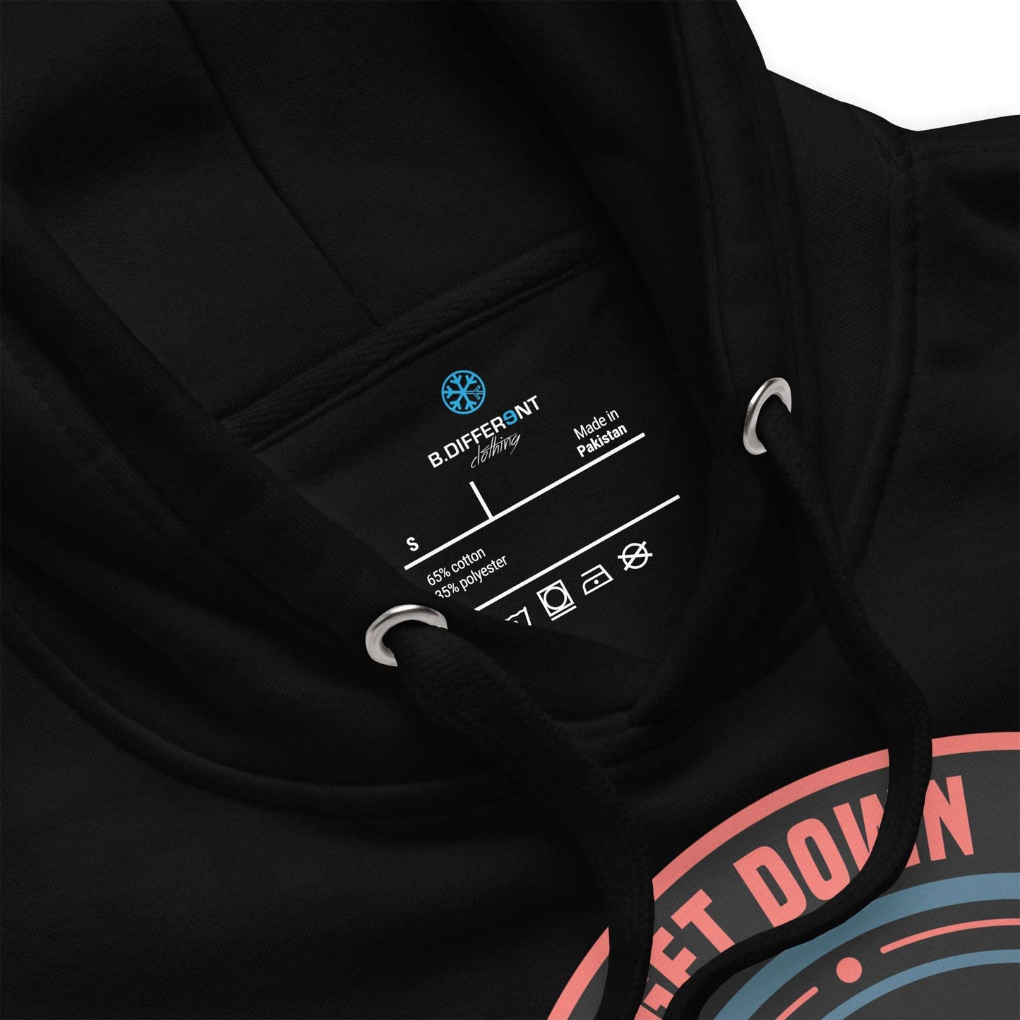 black-get-down-logo-hoodie-detail-by-b.different-clothing-graffiti-inspired-independent-streetwear-brand