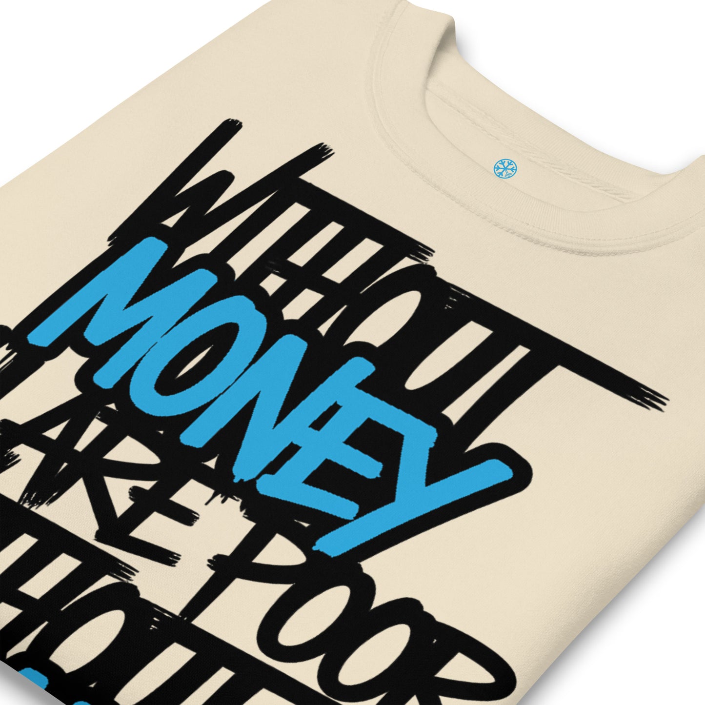 Beige-Without Dreams You Are Nothing Graffiti Sweatshirt from B.Different Clothing, detail, graffiti-inspired streetwear