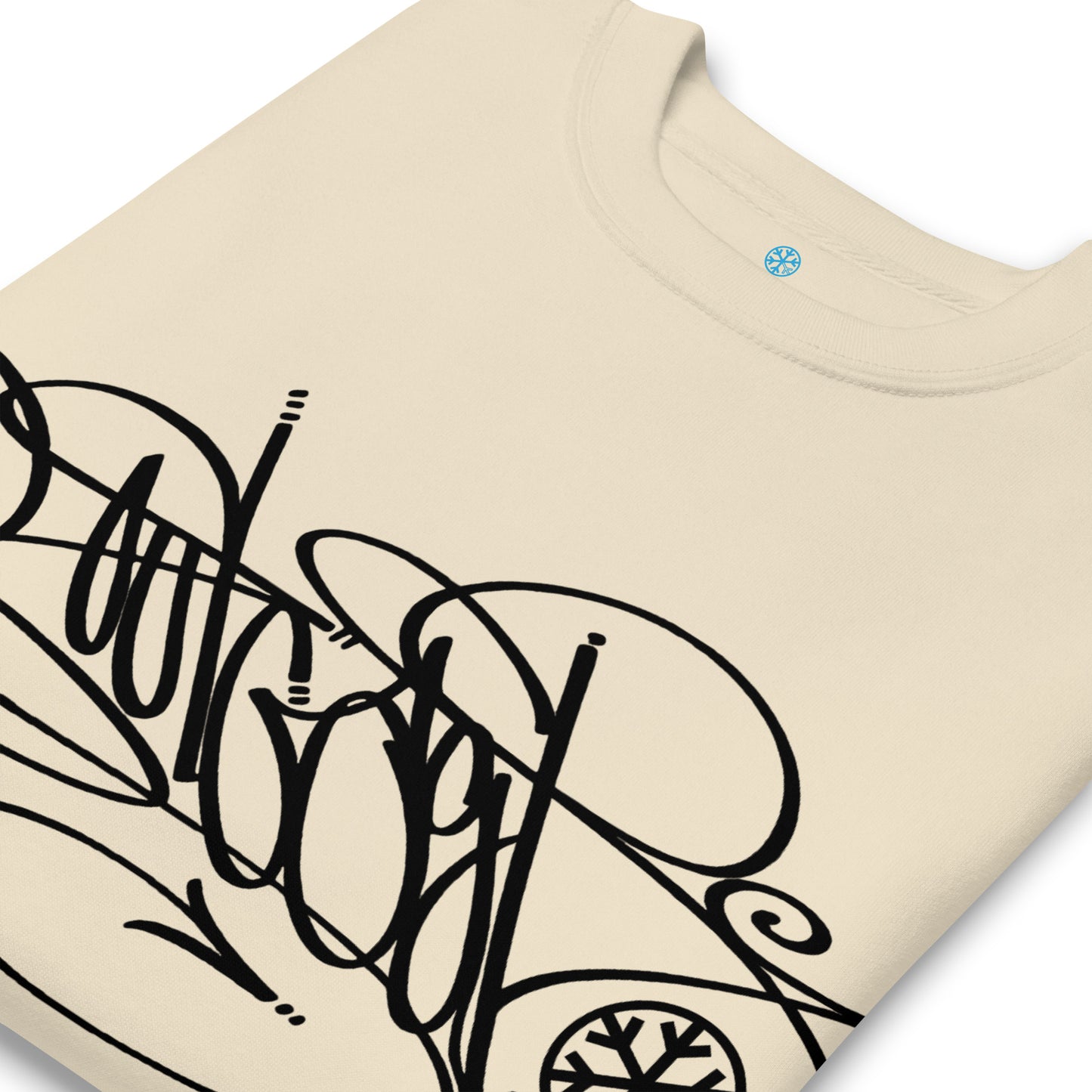 Beige-Outcast Tag Sweatshirt by Graffiti Dad from B.Different Clothing, detail, graffiti-inspired streetwear