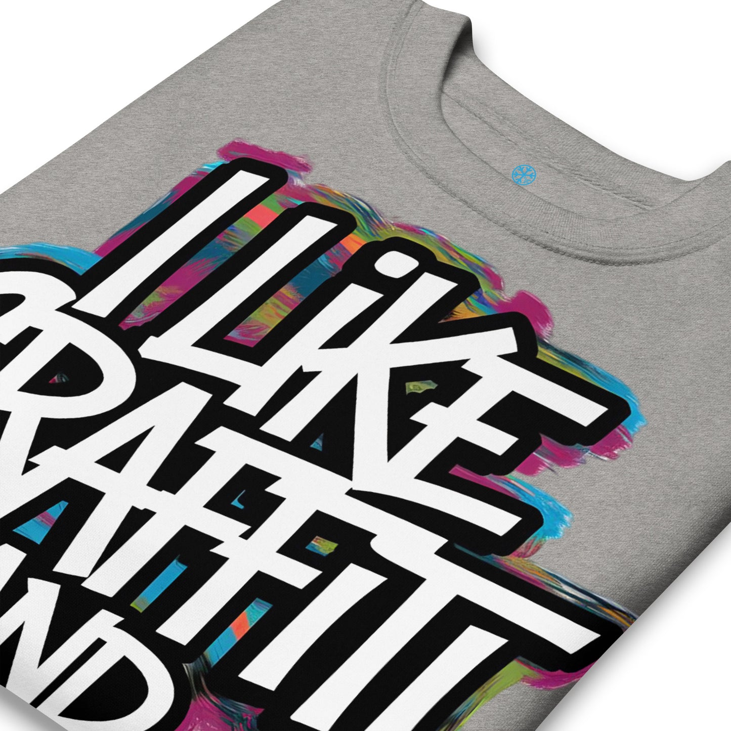 Gray-I Like Graffiti and Maybe 2 People Sweatshirt from B.Different Clothing, detail, graffiti-inspired streetwear