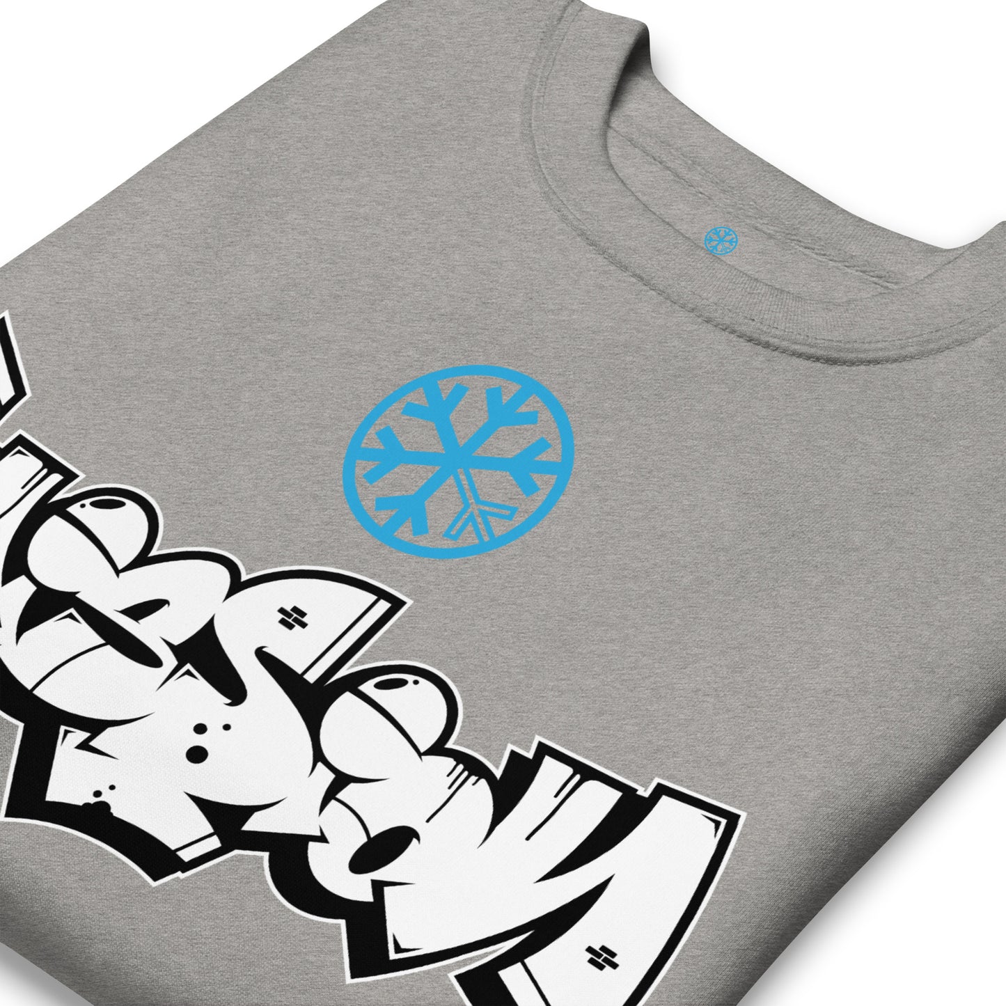 Gray-Mission Graffiti Piece Sweatshirt from B.Different Clothing, detail, graffiti-inspired streetwear