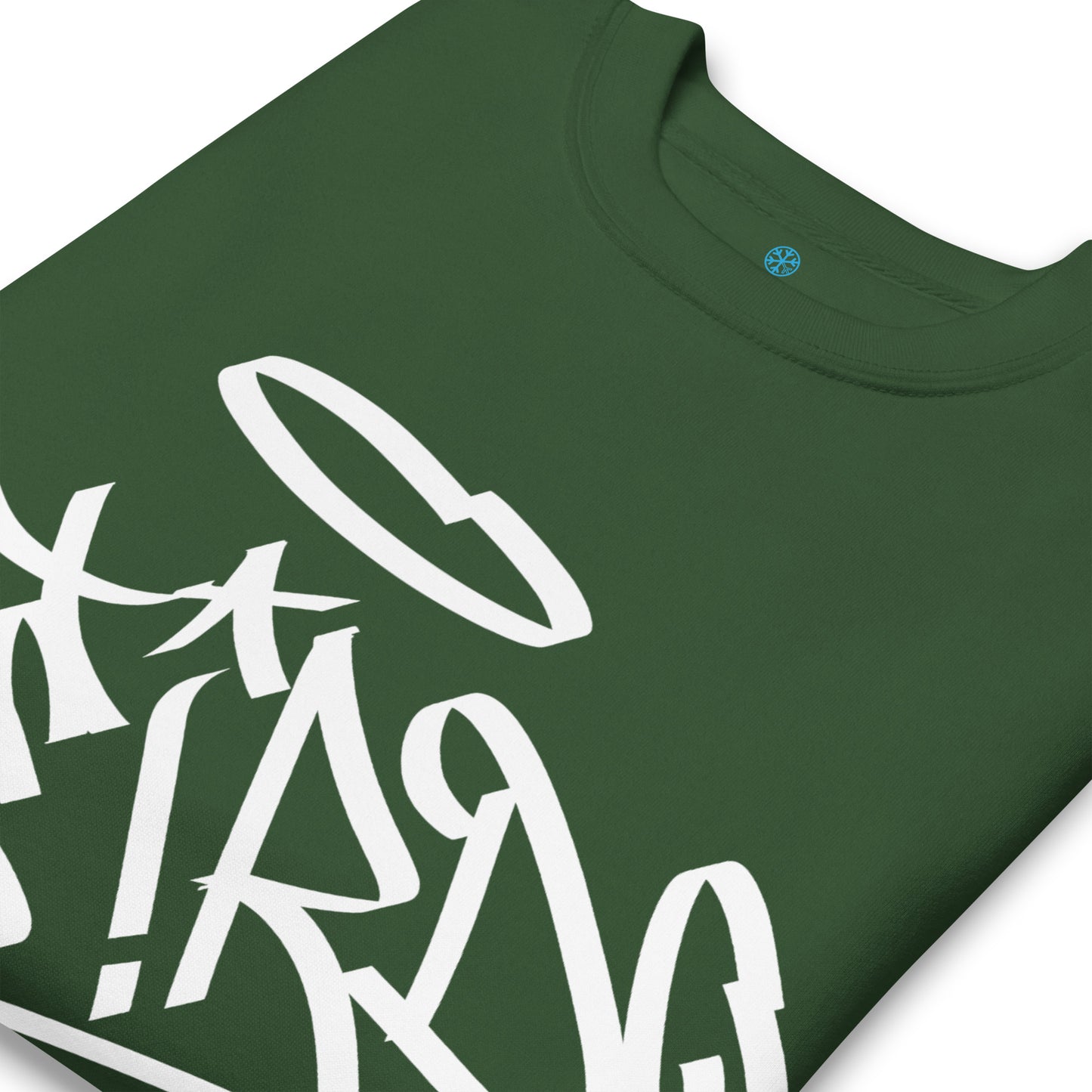 Green-Weirdo Tag Graffiti Sweatshirt from B.Different Clothing, detail, graffiti-inspired streetwear