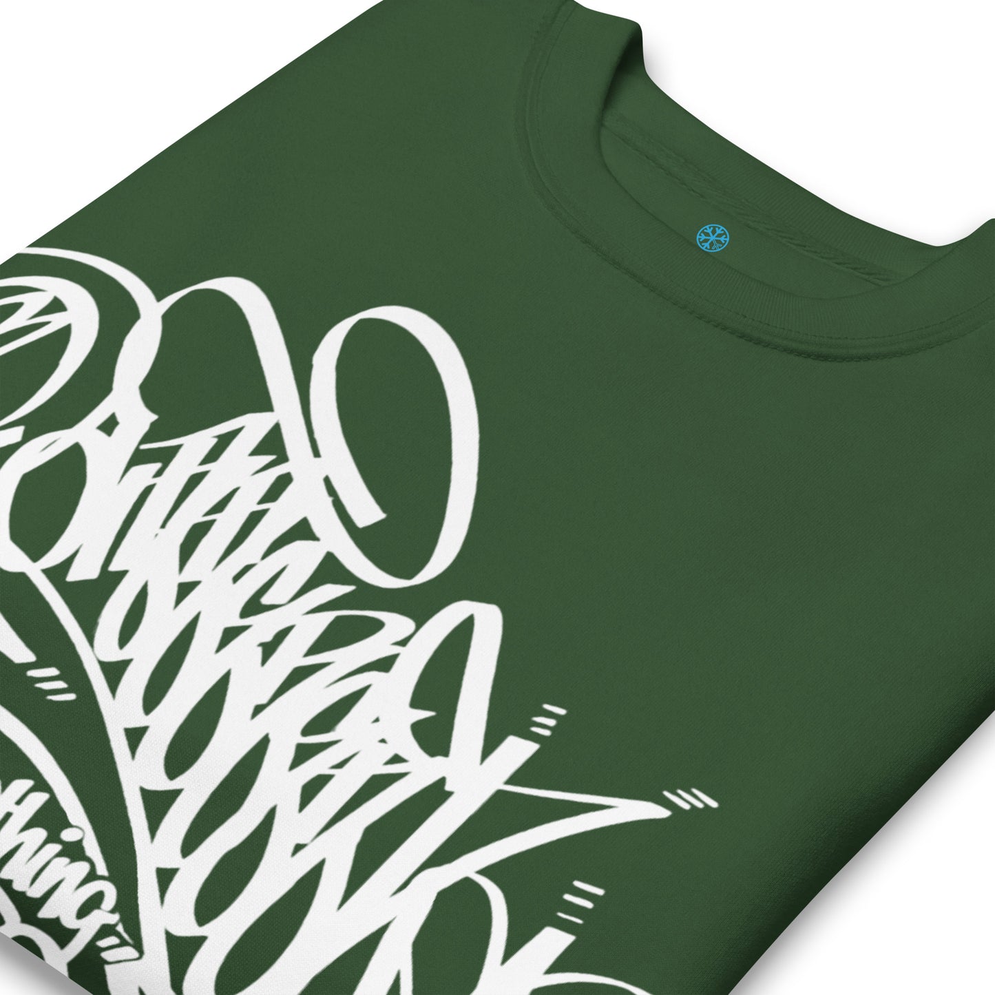 Green-B.Different Clothing Graffiti Tag Sweatshirt from B.Different Clothing, detail, graffiti-inspired streetwear