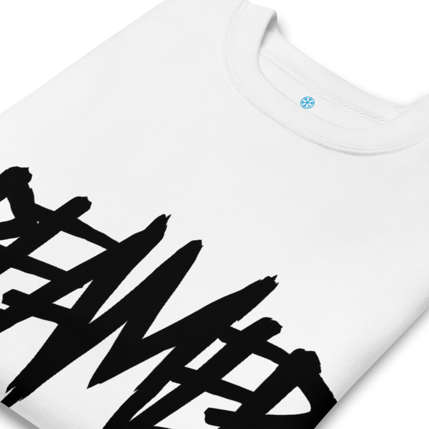 White-Dreamer Graffiti Tag Sweatshirt from B.Different Clothing, detail, graffiti-inspired streetwear