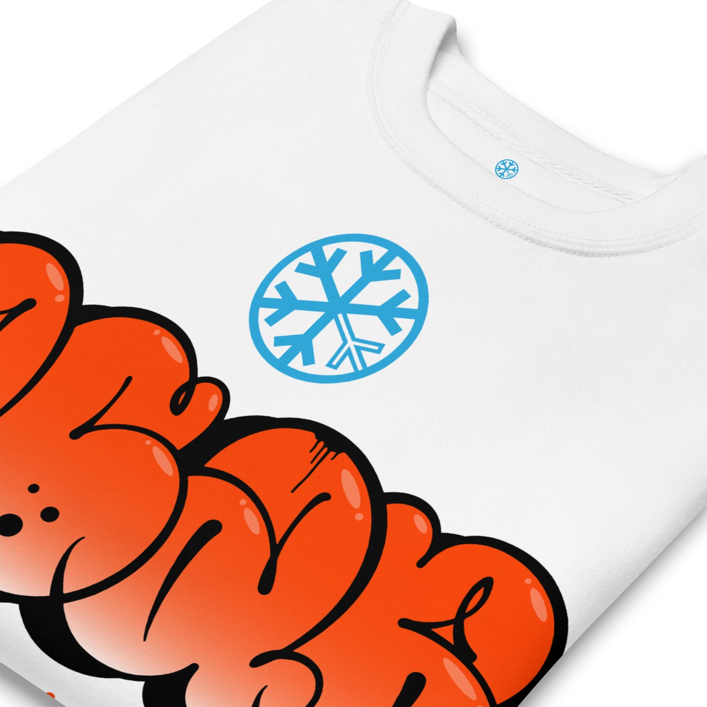 White-ACAB Graffiti Throw-up Sweatshirt from B.Different Clothing, detail, graffiti-inspired streetwear