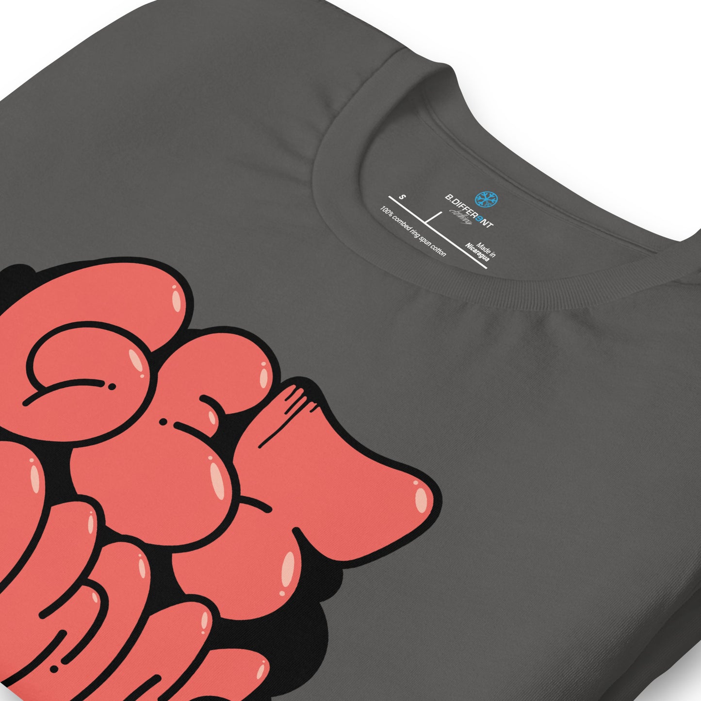 Gray-Get Down Graffiti Throw-up Tee from B.Different Clothing, detail, graffiti-inspired streetwear t-shirt