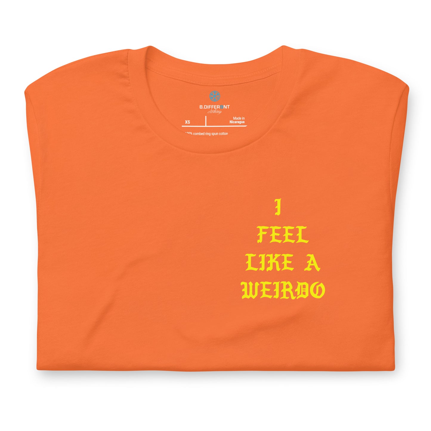 folded I feel like a weirdo tee orange B.Different Clothing graffiti street art inspired streetwear brand