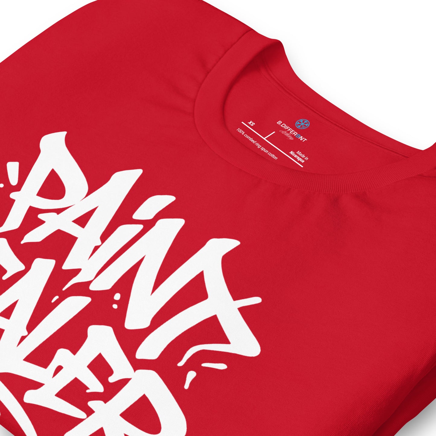Red-Paint Dealer Graffiti Tag Tee from B.Different Clothing, detail, graffiti-inspired streetwear t-shirt
