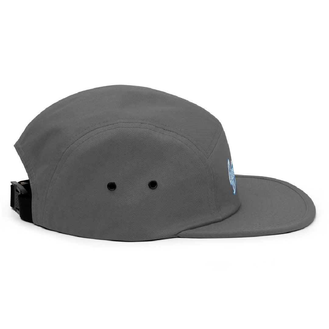 right side of the Weirdo 5 panel camper gray snapback by B.Different Clothing independent streetwear inspired by street art