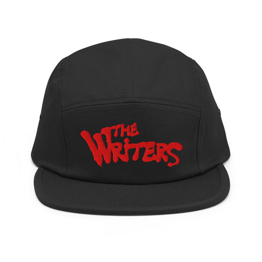 Black-The Writers Graffiti 5-panel Snapback Hat from B.Different Clothing, front view, graffiti-inspired streetwear