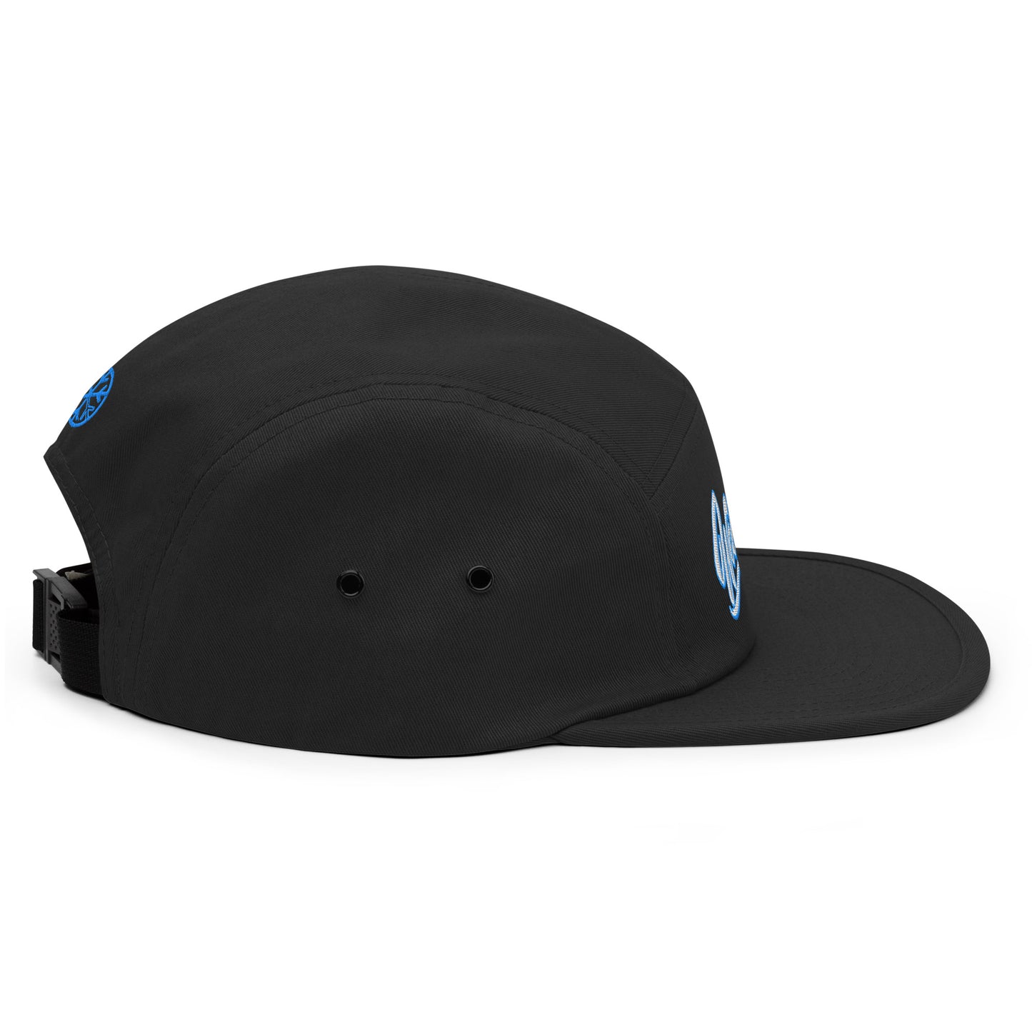 Black-Weirdo 5-panel Snapback Hat from B.Different Clothing, right view, graffiti-inspired streetwear
