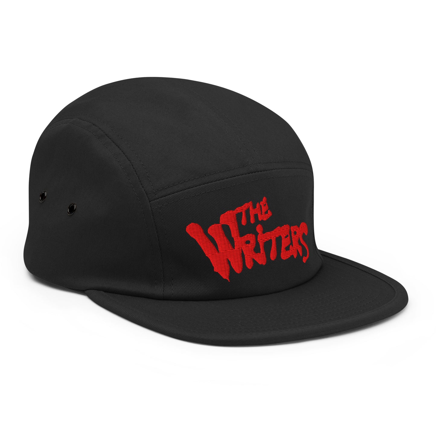 Black-The Writers Graffiti 5-panel Snapback Hat from B.Different Clothing, 3/4 right view, graffiti-inspired streetwear