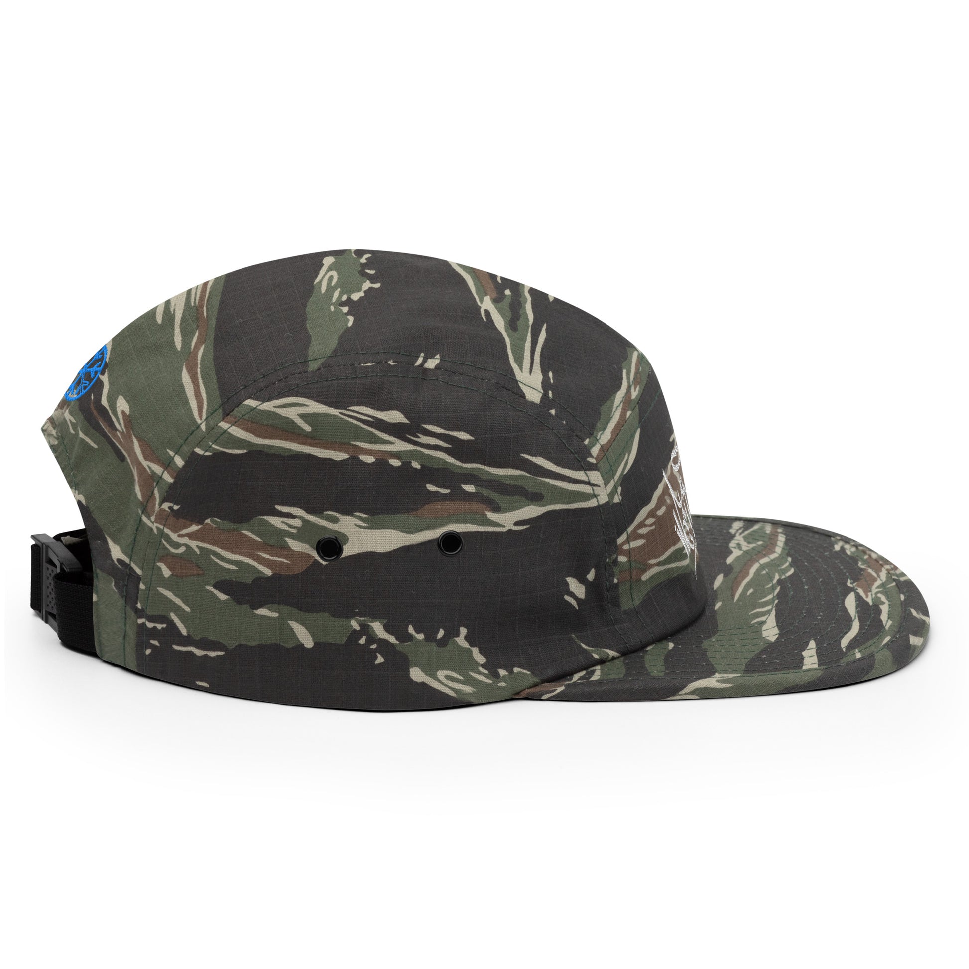 Camo-Weirdo Graffiti Tag 5-panel Snapback Hat from B.Different Clothing, right view, graffiti-inspired streetwear