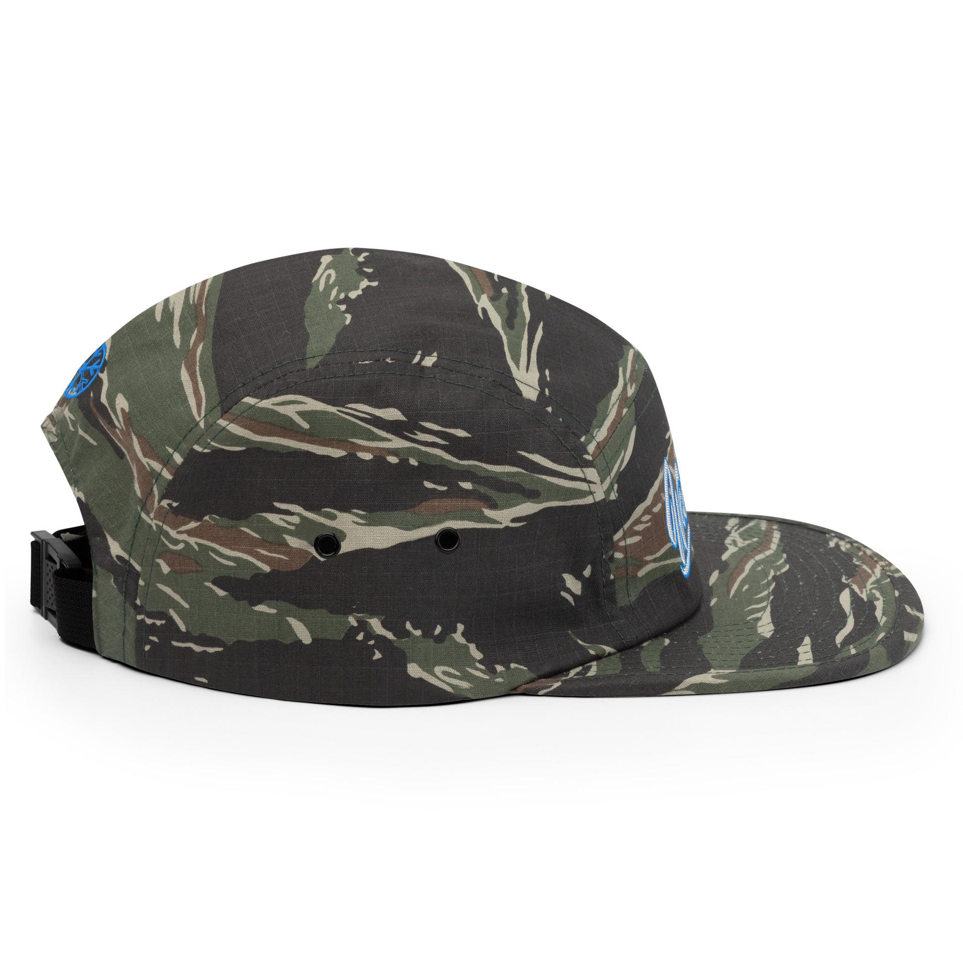 Camo-Weirdo 5-panel Snapback Hat from B.Different Clothing, right view, graffiti-inspired streetwear