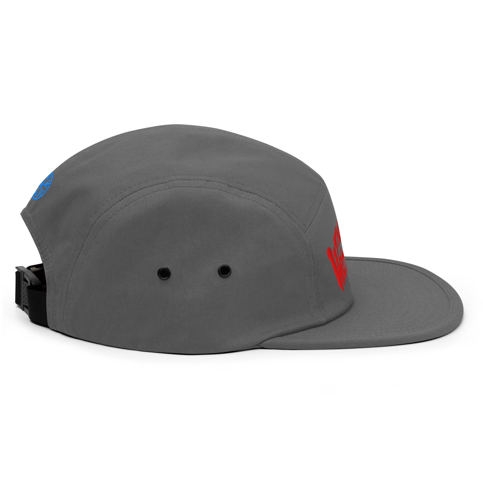 Gray-The Writers Graffiti 5-panel Snapback Hat from B.Different Clothing, right view, graffiti-inspired streetwear