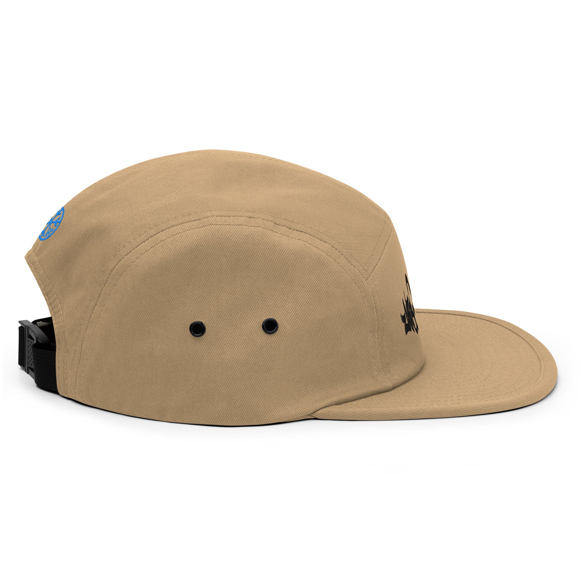 Beige-Antisocial Graffiti Tag 5-Panel Snapback Hat from B.Different Clothing, right view, graffiti-inspired streetwear