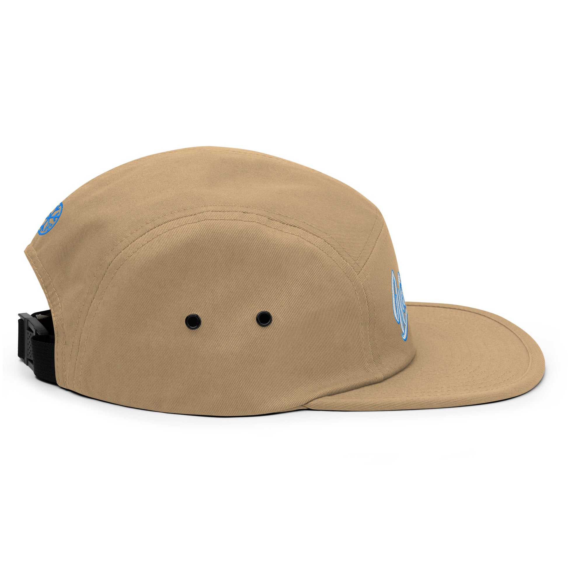 Khaki-Weirdo 5-panel Snapback Hat from B.Different Clothing, right view, graffiti-inspired streetwear