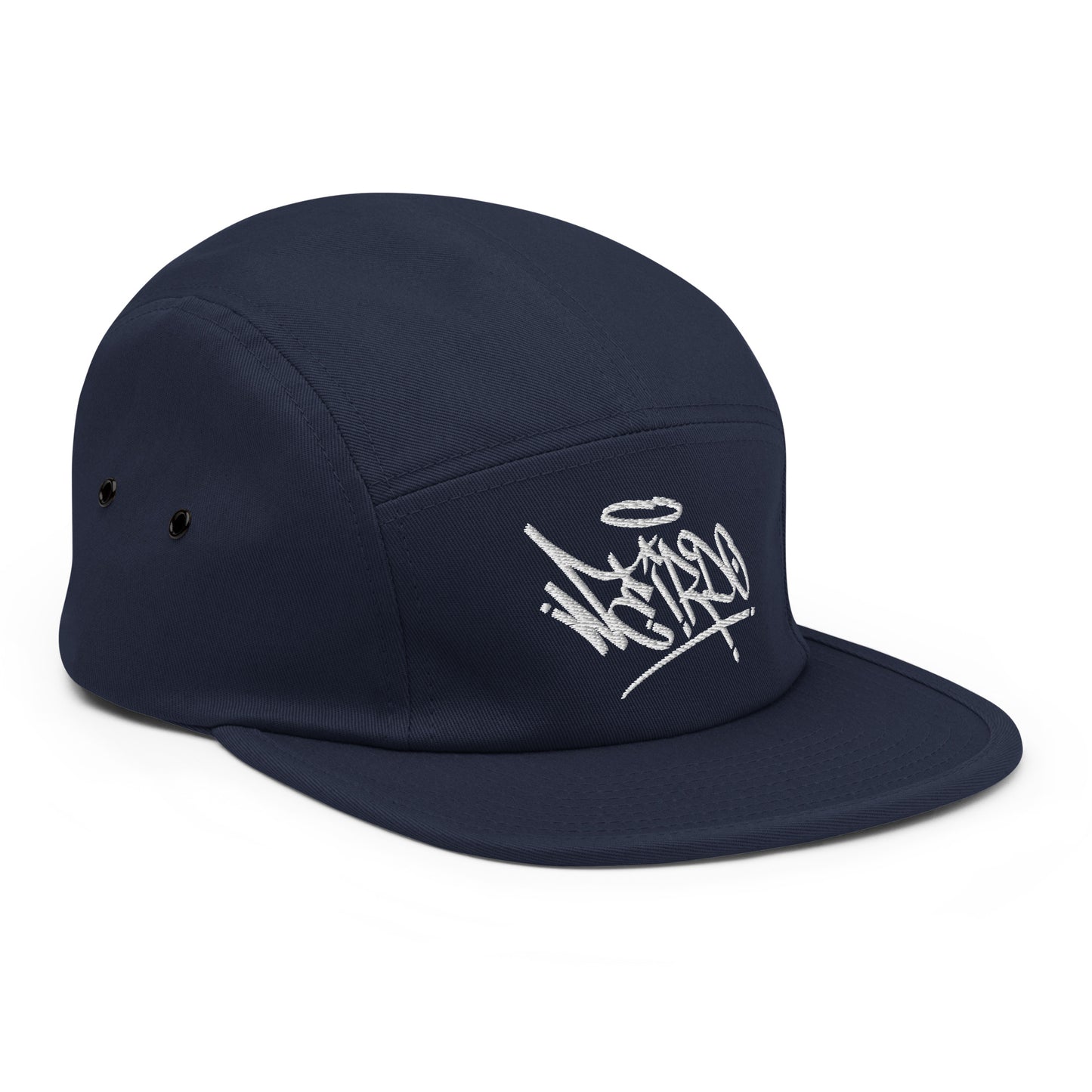 right view of snapback 5 panel weirdo tag navy bdifferent clothing independent streetwear street art graffiti