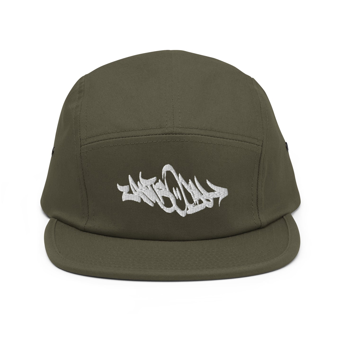 Green-Antisocial Graffiti Tag 5-Panel Snapback Hat from B.Different Clothing, front view, graffiti-inspired streetwear
