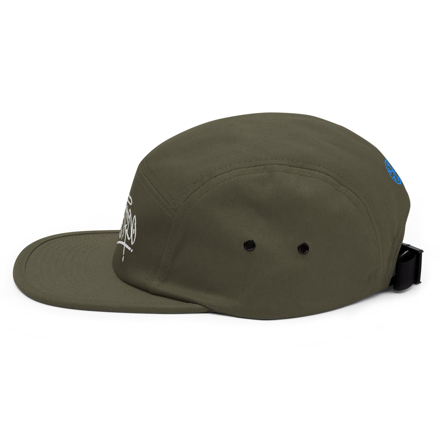 Green-Weirdo Graffiti Tag 5-panel Snapback Hat from B.Different Clothing, left view, graffiti-inspired streetwear