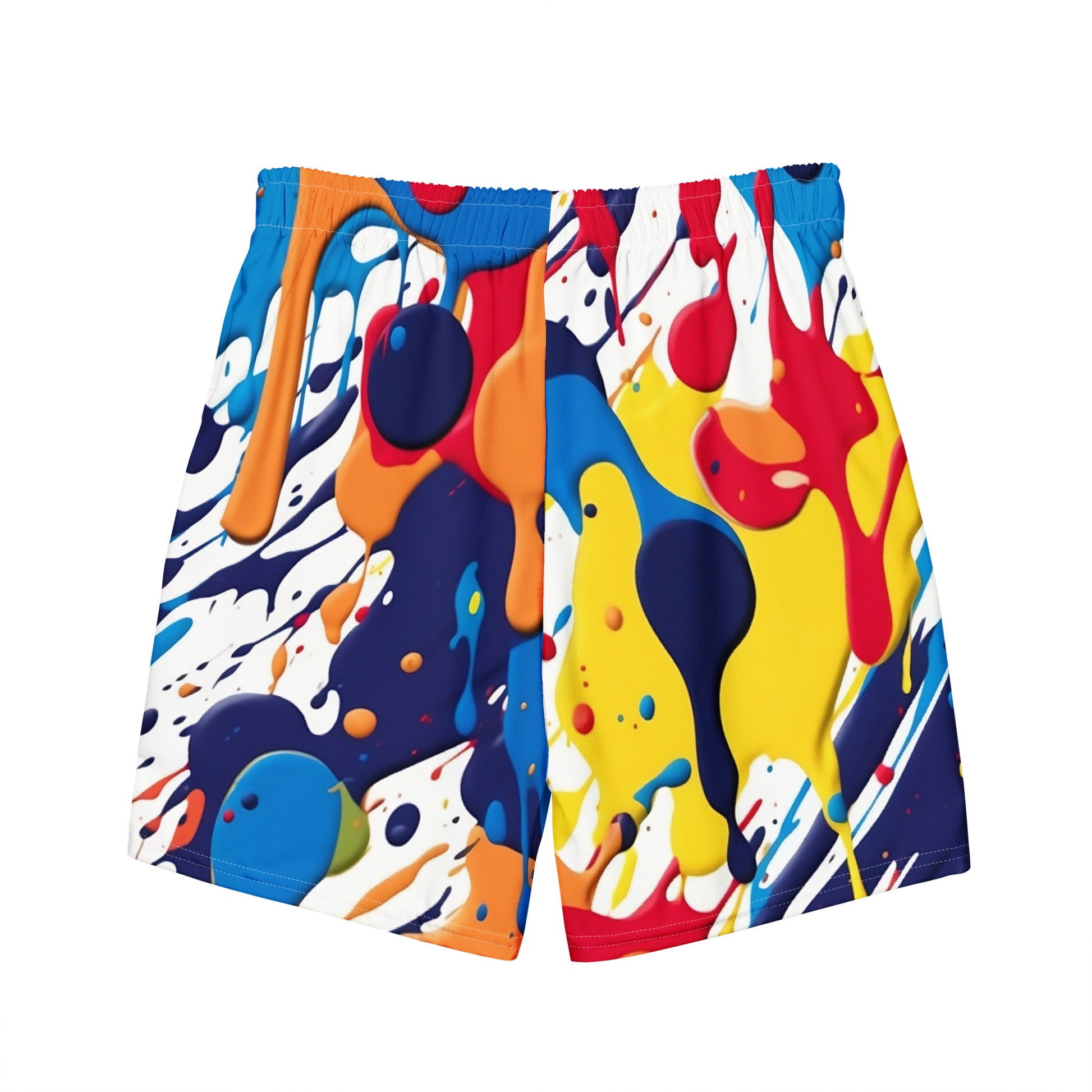 back of paint splashes swim shorts by B.Different Clothing independent streetwear inspired by street art graffiti