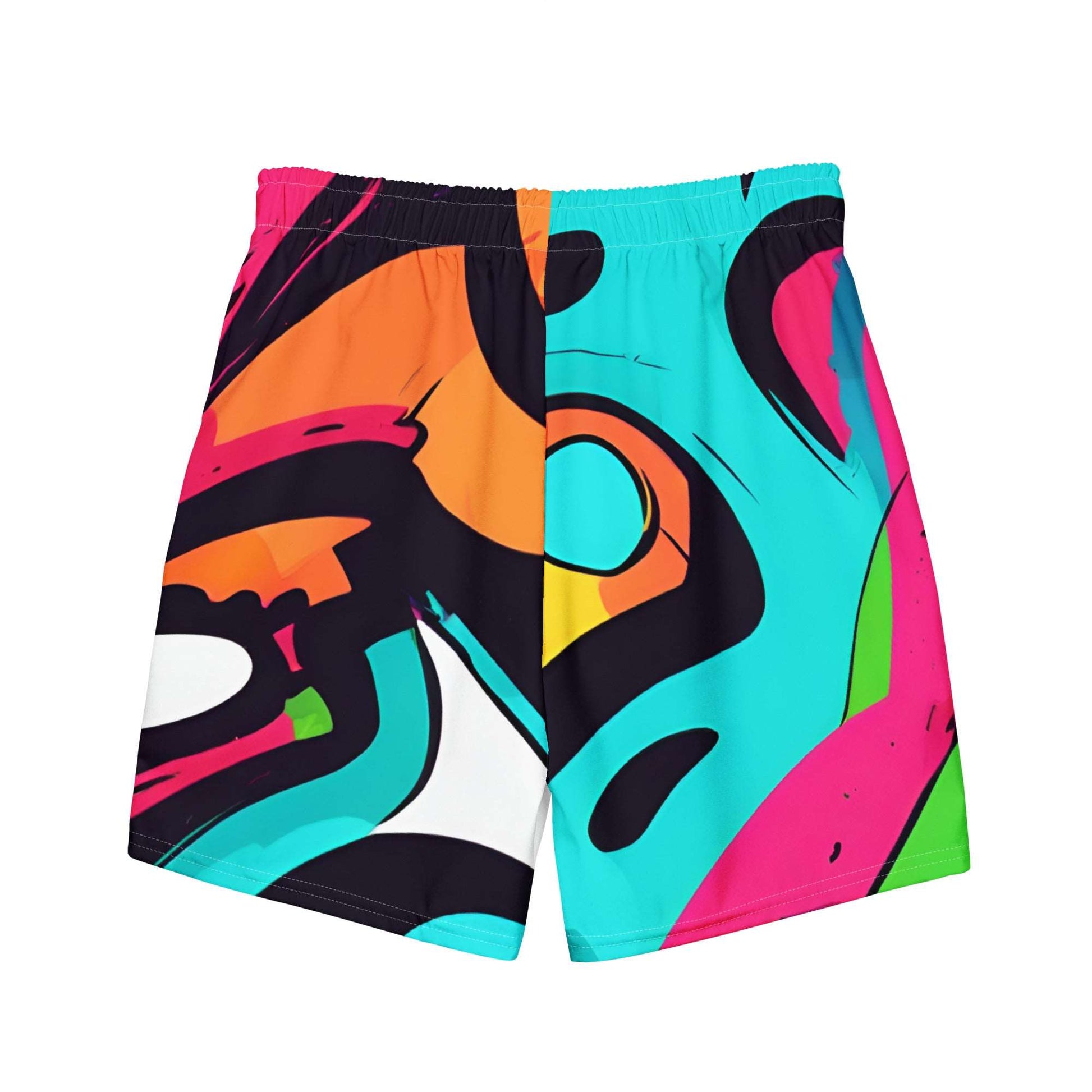 back of paint blend swim shorts by B.Different Clothing independent streetwear inspired by street art graffiti