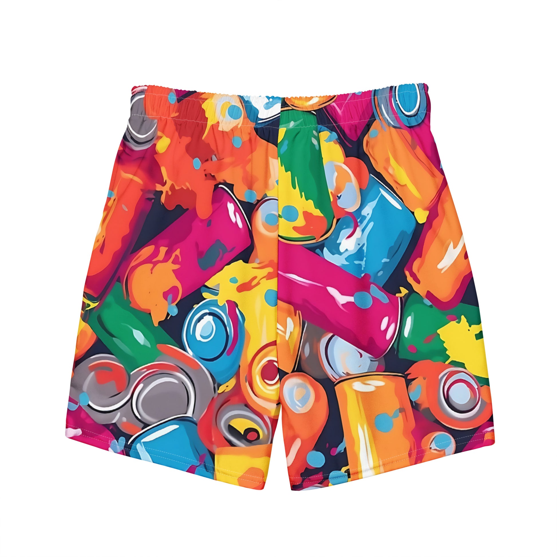 -Spray Cans Graffiti Swim Shorts from B.Different Clothing, back view, graffiti-inspired streetwear