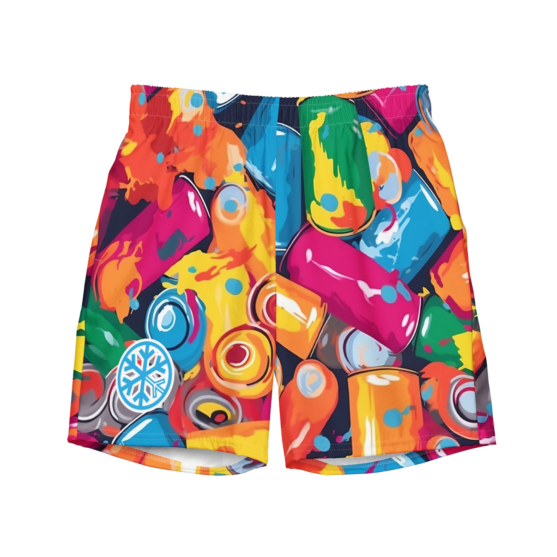 spray cans swim shorts by B.Different Clothing independent streetwear inspired by street art graffiti