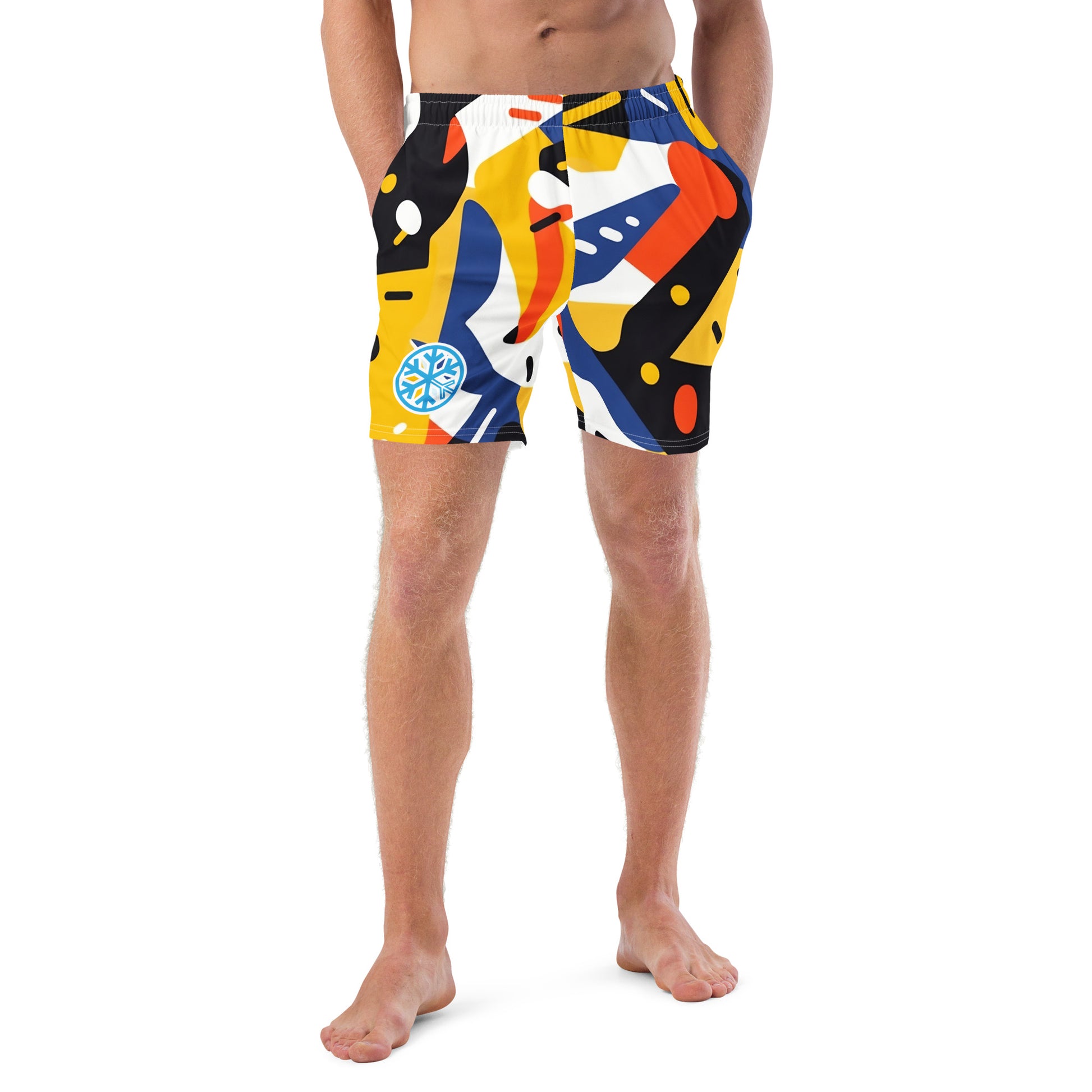 man front with do the right thing swim shorts by B.Different Clothing independent streetwear inspired by street art graffiti