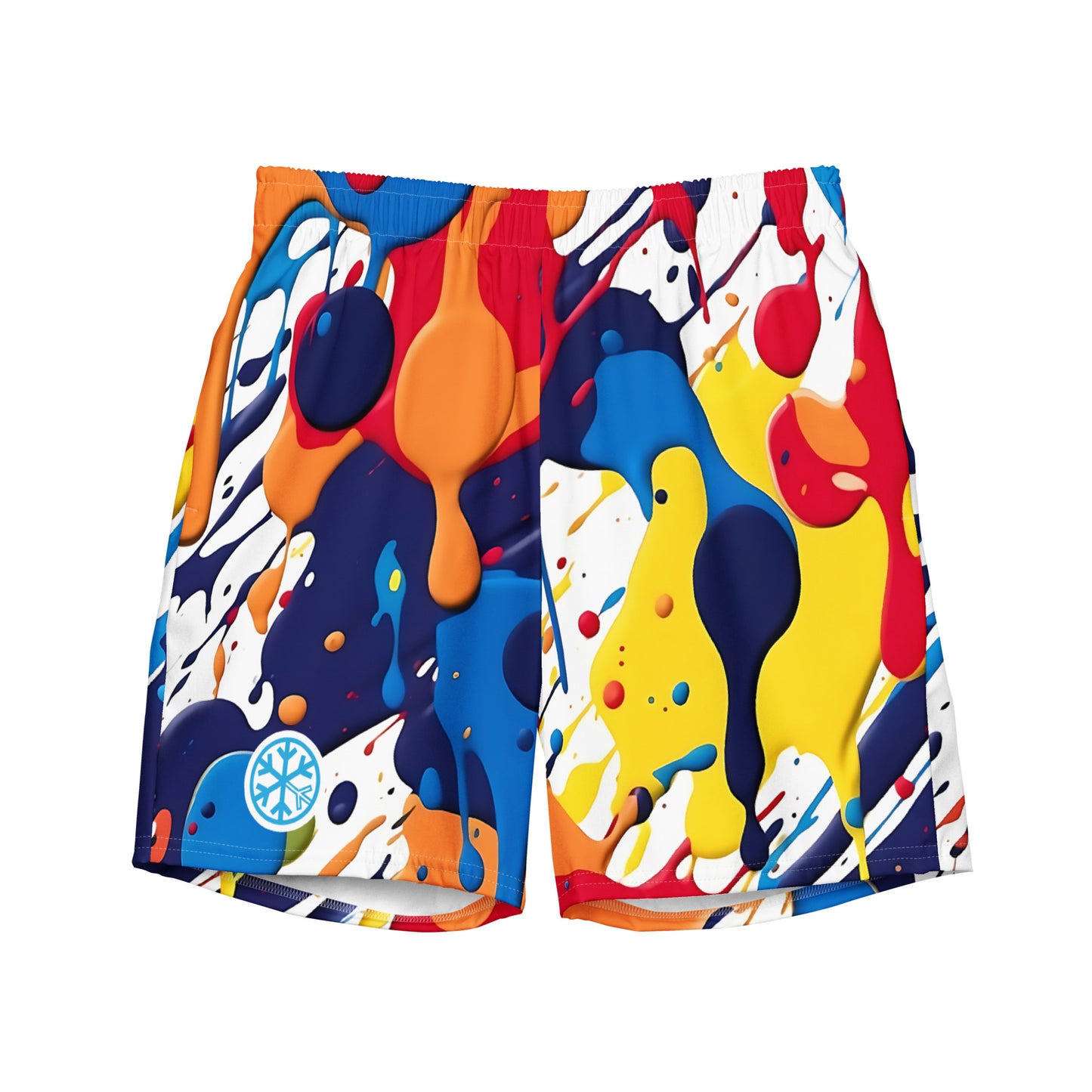 -Paint Splashes Graffiti Swim Shorts from B.Different Clothing, front view, graffiti-inspired streetwear