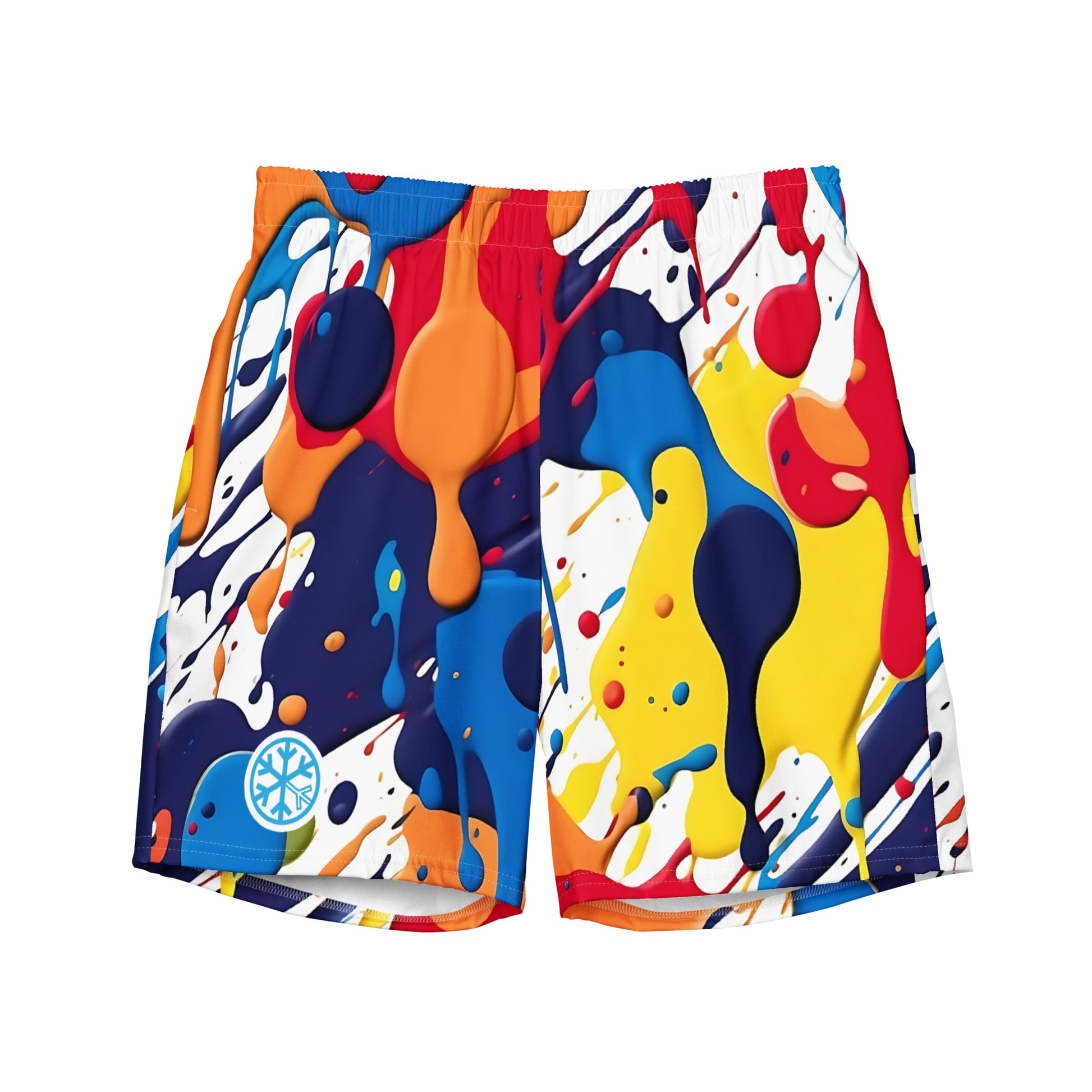 -Paint Splashes Graffiti Swim Shorts from B.Different Clothing, front view, graffiti-inspired streetwear