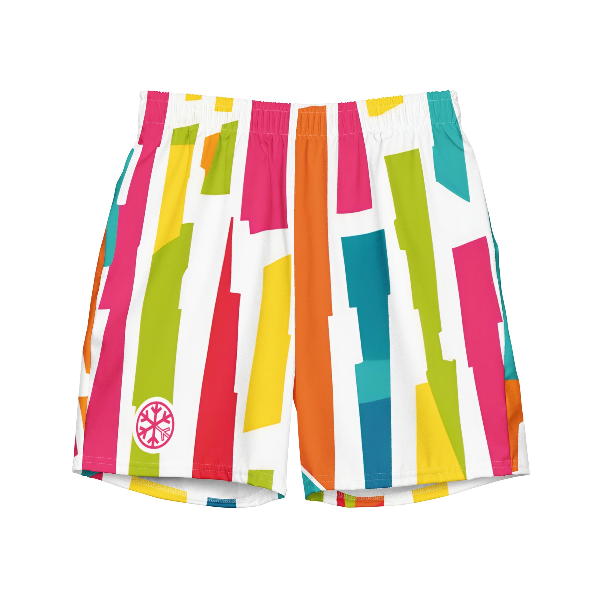 -Good Vibes Graffiti Swim Shorts from B.Different Clothing, front view, graffiti-inspired streetwear