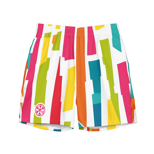 -Good Vibes Graffiti Swim Shorts from B.Different Clothing, front view, graffiti-inspired streetwear