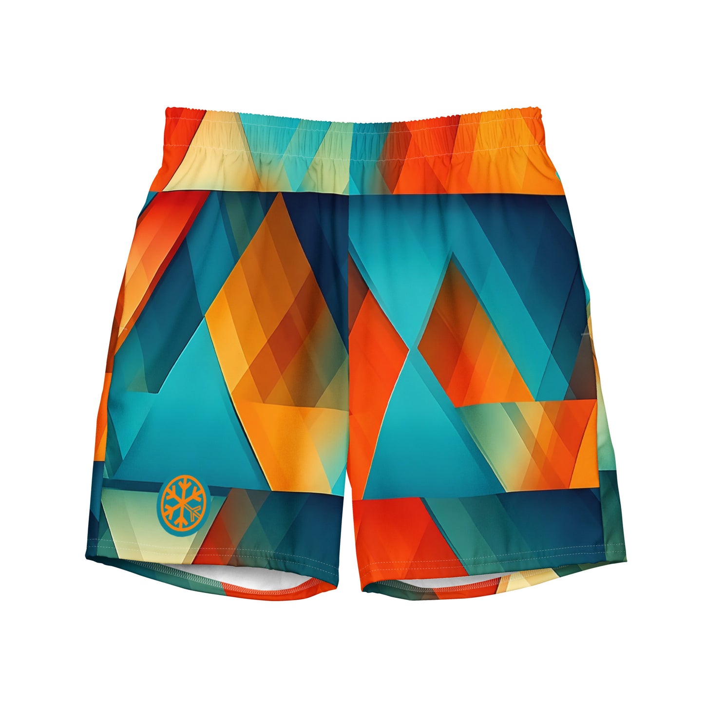 -Prism Swim Shorts from B.Different Clothing, front view, graffiti-inspired streetwear