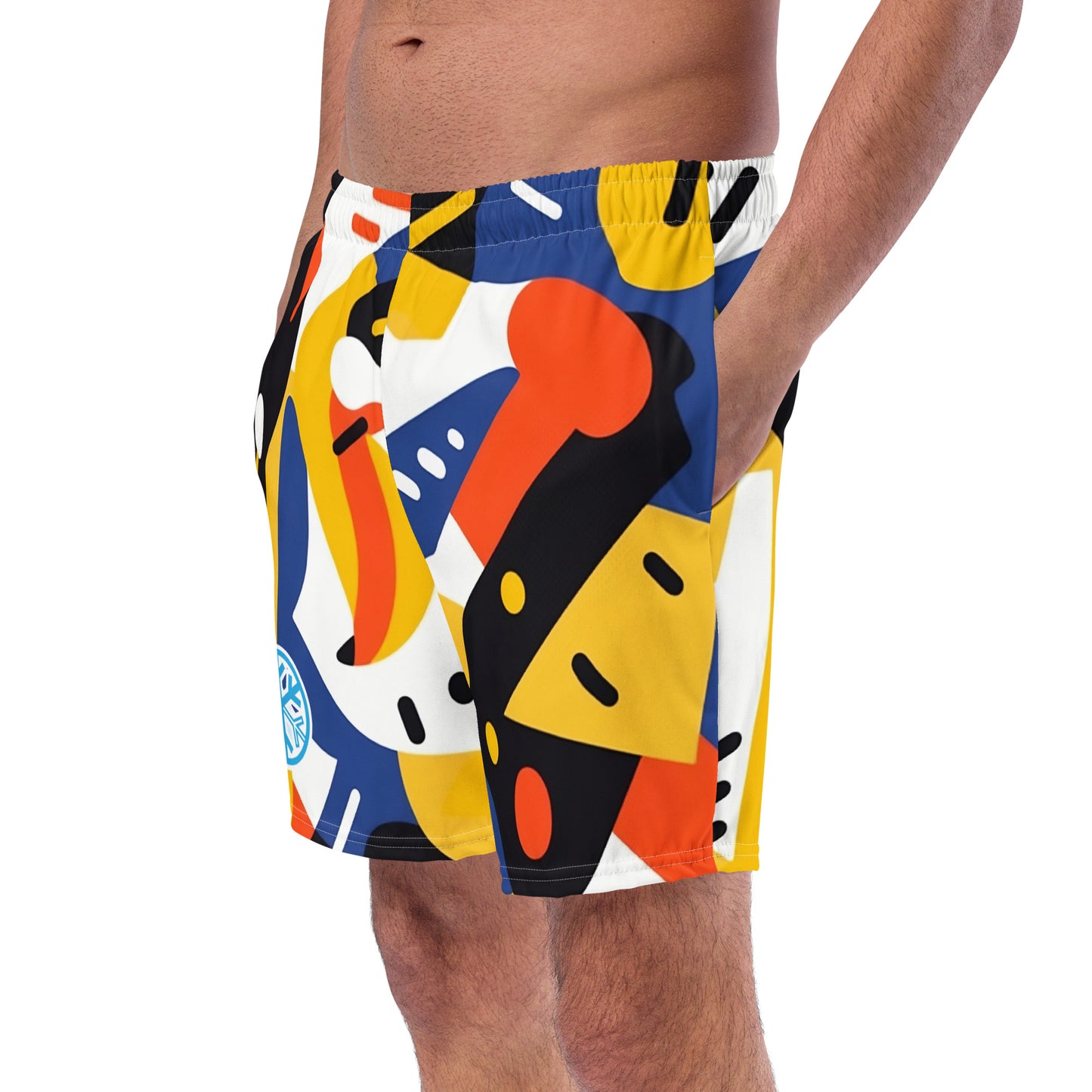 man side with do the right thing swim shorts by B.Different Clothing independent streetwear inspired by street art graffiti