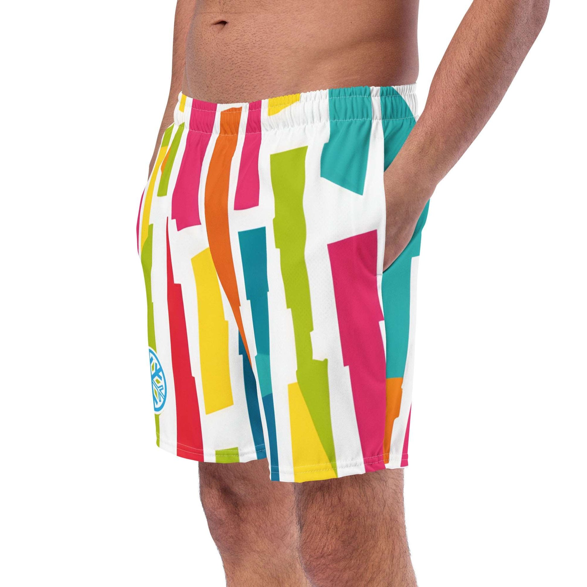 man side good vibes swim shorts by B.Different Clothing independent streetwear inspired by street art graffiti