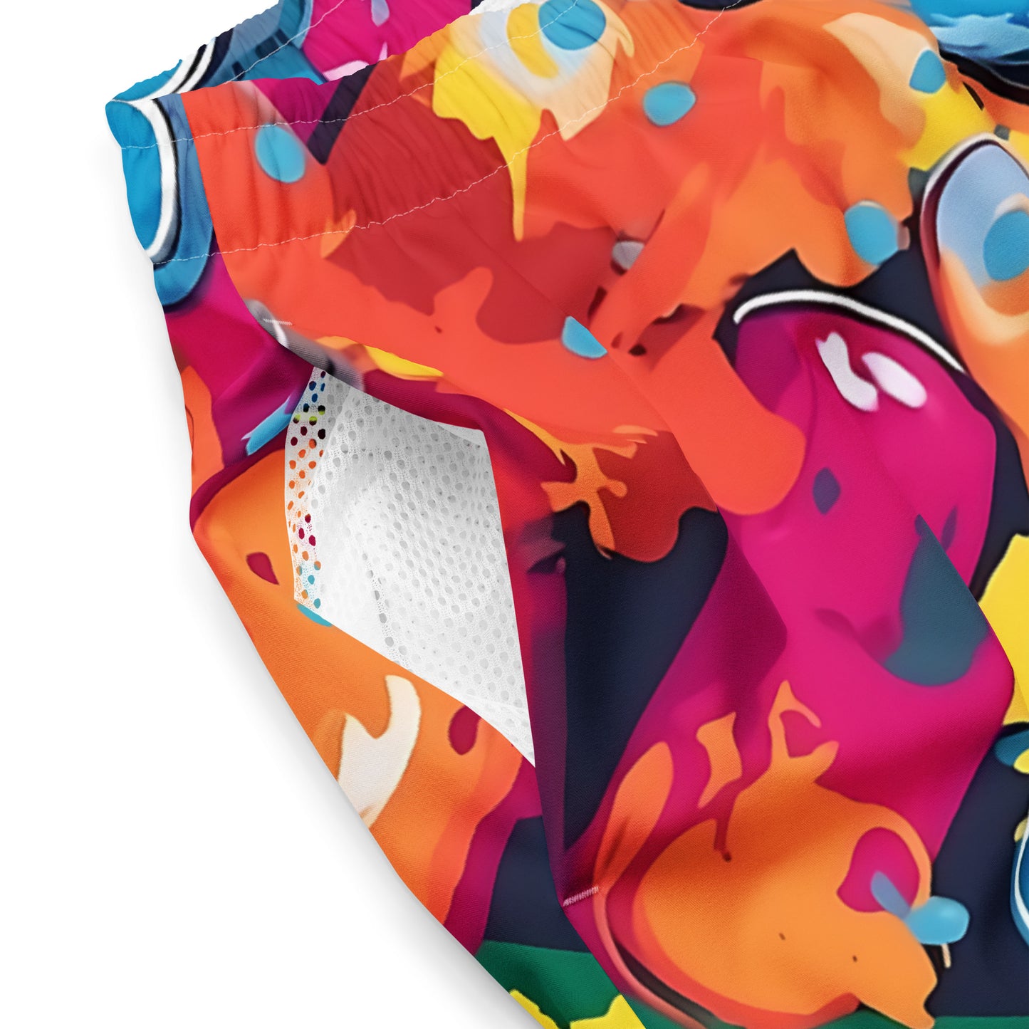 -Spray Cans Graffiti Swim Shorts from B.Different Clothing, mesh pocket, graffiti-inspired streetwear